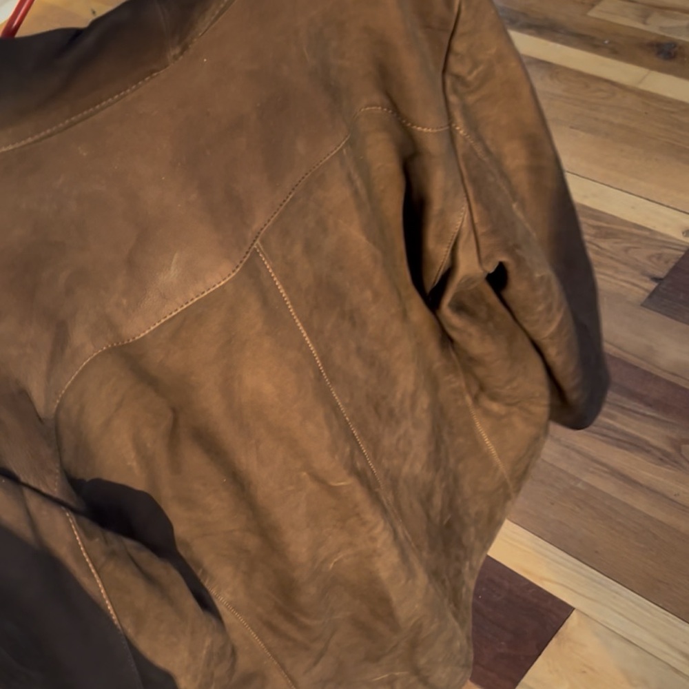 New Orvis Shawl Leather Jacket Brown Men's size Large NEW - Picture 5 of 6